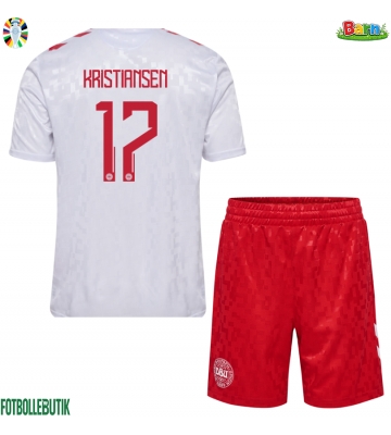 Danmark Victor Kristiansen #17 Bortaställ Barn EM 2024 Kortärmad (+ Korta byxor)